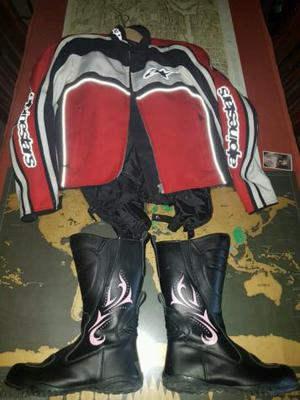 chaqueta moto mujer y botas