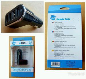 Cargador mechero coche,4 USB.V.Sin estrenar.