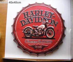 Placa metalica vintage moto harley davidson