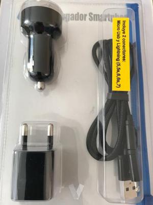 Kit cargador de coche smartphone USB