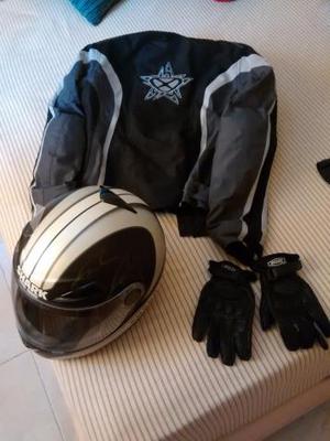 Chaqueta de moto,guantes y casco